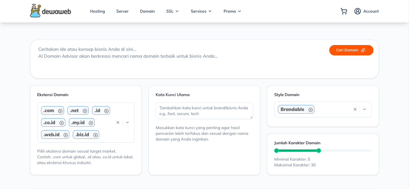 buka website ai domain advisor