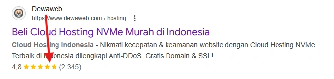 Contoh schema markup website cloud hosting dewaweb